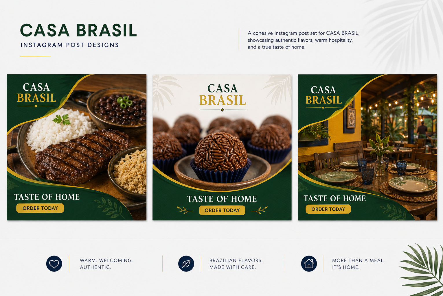 Casa Brasil restaurant social media campaign designs